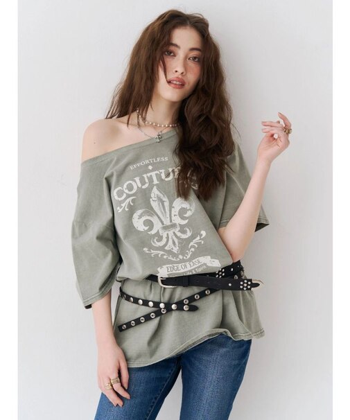 ワンショルグラフィックピグメントＴシャツ