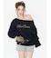ラインストーンワンショルスウェットトップス