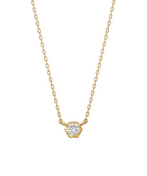 フィオレットセッティング一粒ダイヤモンドネックレス0. 07ｃｔ( YG)