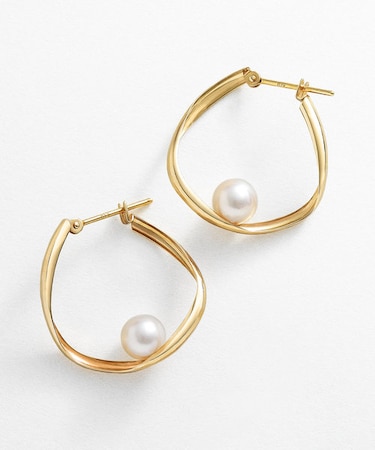 ヒネリフープパールピアスL( ＹＧ)