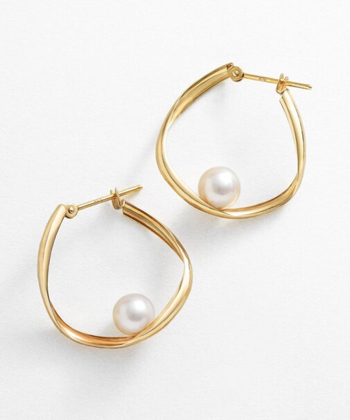 ヒネリフープパールピアスL( ＹＧ)