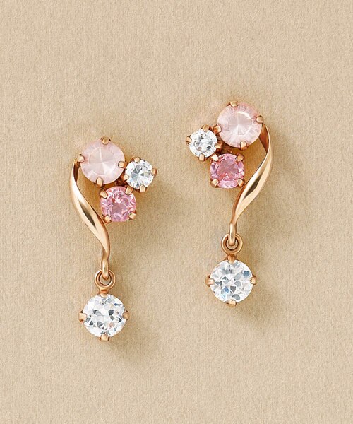 K18・K10アメジスト・ガーネットツインピアス（ PG)｜テイクアップの