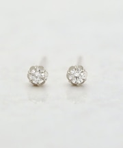 [ セカンドピアス] Ptフィオレットセッティングダイヤモンドピアス0. 1ct