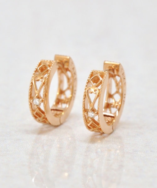 K14ダイヤモンドサークル（中折れ）タイプピアス