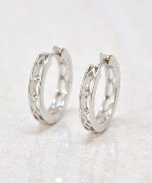 K14ダイヤモンドサークル（中折れ）タイプピアス