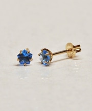 [ セカンドピアス]K18ブルークォーツペンタゴンカットピアス（YG)