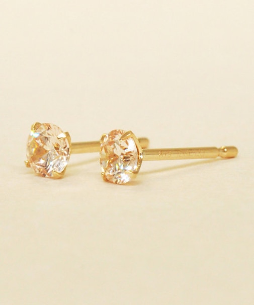 [ セカンドピアス] K18シャンパンキュービックジルコニアピアス( YG)