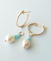 【 Palette】K18K10タンスイパールチャームセットピアス］( YG)