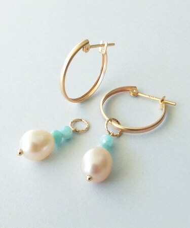 【 Palette】K18K10タンスイパールチャームセットピアス］( YG)