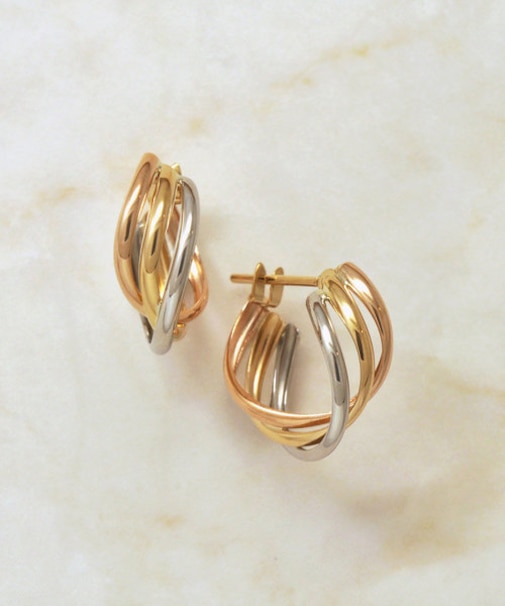 高品位トリカラーフープピアス( ウェーヴ）