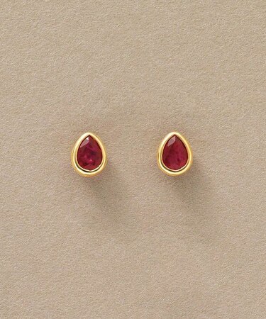 [ セカンドピアス] K18ルビーしずくピアス