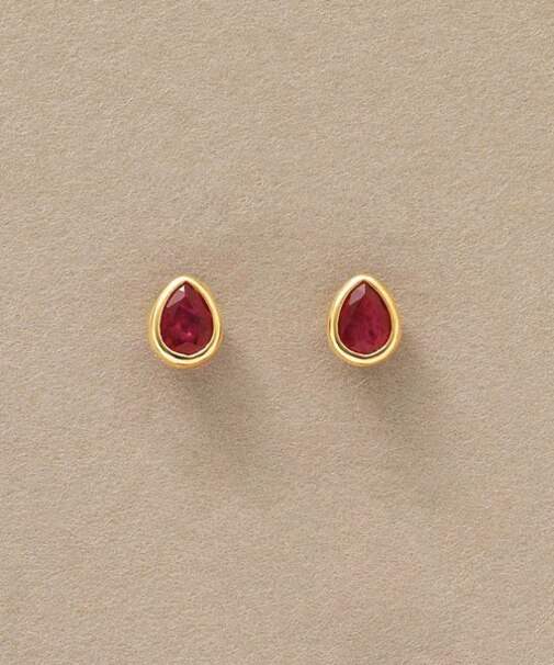 [ セカンドピアス] K18ルビーしずくピアス
