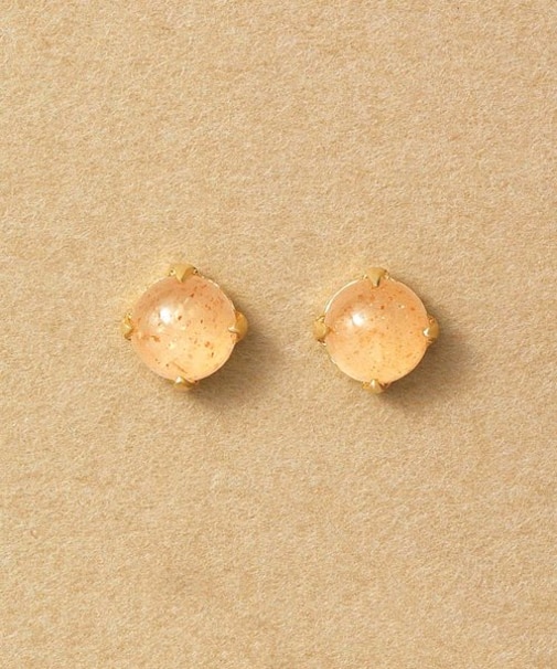 [ セカンドピアス] K18オレンジムーンストーンカボションピアス