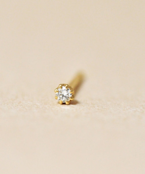 [ セカンドピアス] K18　ダイヤモンドハーフピアス