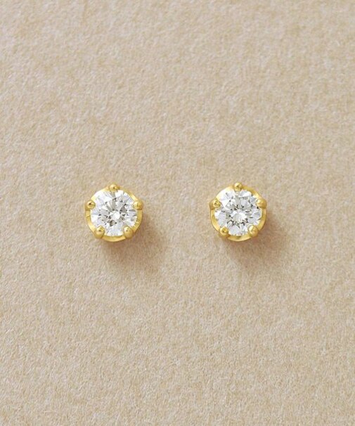 [ セカンドピアス] K18ダイヤモンドピアス0. 16ct( YG)