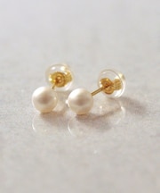 K18 タンスイパール ワンポイントピアス[ 4mm] ( YG)