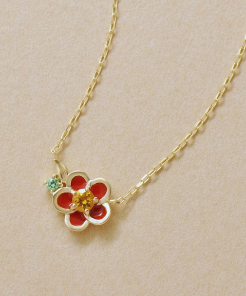 [ 誕生花ジュエリー]11月ツバキネックレス