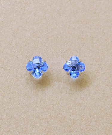[ セカンドピアス] Ptリリィカットブルークォーツピアス