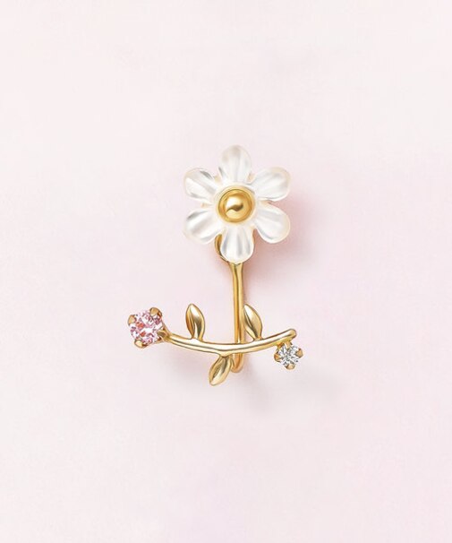 【 Solo　Pierce】K18・K10  クレマチスハーフピアス