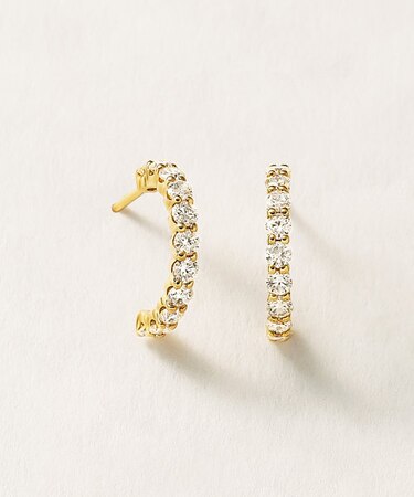 K10 モアサナイト　メレクレセントピアス( YG)