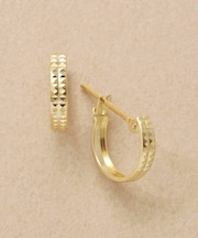 K18/K10 ピラミッドカットフープピアス( YG)