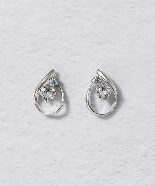 K14・K10 ダイヤモンド しずく ピアス　(WG)