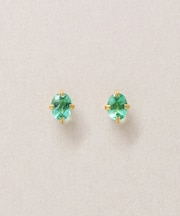[ セカンドピアス] K18エメラルド　オーバルピアス