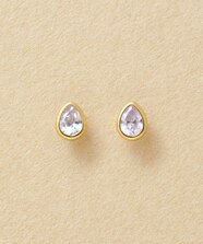 WEB限定商品】[ セカンドピアス] K18ミルキークォーツカボションピアス 