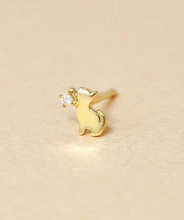 【 Solo Pierce】[ セカンドピアス] K18ダイヤモンド ネコハーフピアス