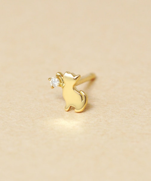 【 Solo Pierce】[ セカンドピアス] K18ダイヤモンド ネコハーフピアス