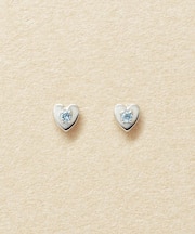 [ セカンドピアス]Ptアイスブルーダイヤモンド　ハートピアス