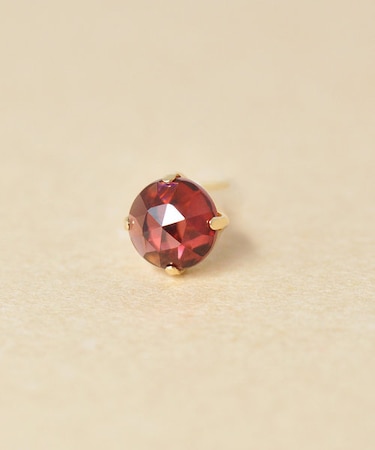 【 Solo Pierce】【 推しカラー】K18・K10 ガーネット ラウンドハーフピアス