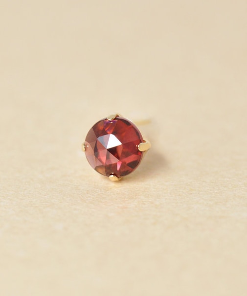 【 Solo Pierce】【 推しカラー】K18・K10 ガーネット ラウンドハーフピアス