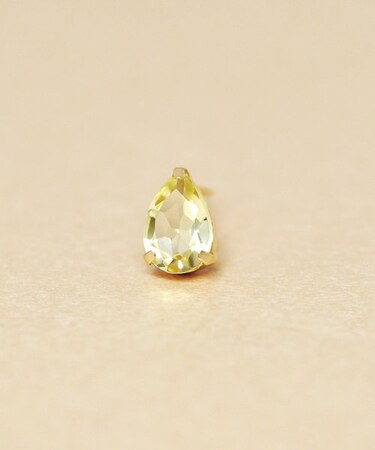 【 Solo Pierce】【 推しカラー】K18・K10 レモンクォーツ しずくハーフピアス