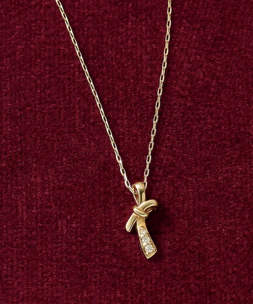 K10 ダイヤモンドネックレス タイニーボウ（YG）｜テイクアップ