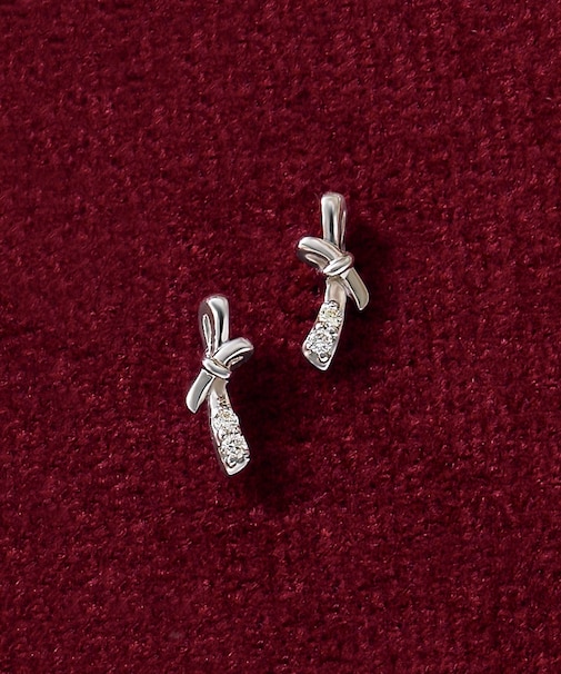 K14・K10 ダイヤモンドピアス  タイニーボウ（WG）