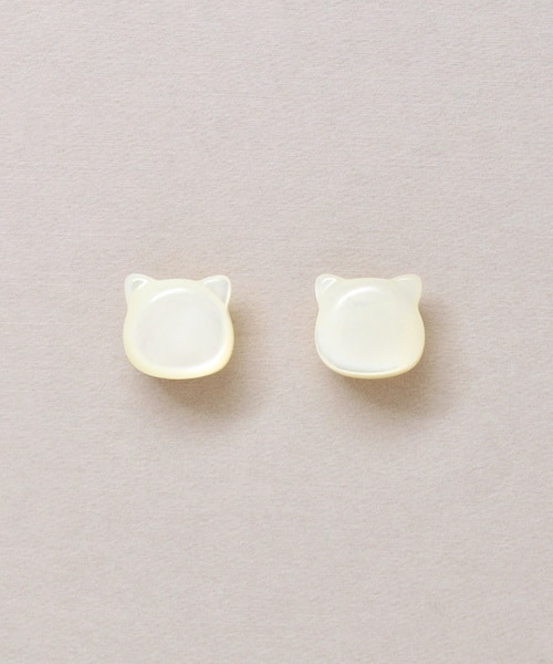 【じばにゃん】＊SALE＊天然ホワイトシェルの大粒枠留めピアス f-mkp-9290_1.jpg