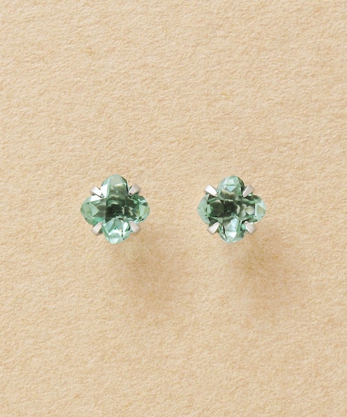 [ セカンドピアス] Pt リリィカットグリーンクォーツピアス