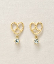 K18・K10 アクアマリン プレッツェル　スイングピアス( YG)