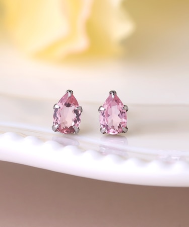 [ セカンドピアス]Ptピンクトルマリン ドロップピアス