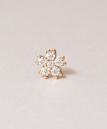 【 Solo Pierce】K18・K10  モアサナイト 桜 ハーフピアス  ( PG)