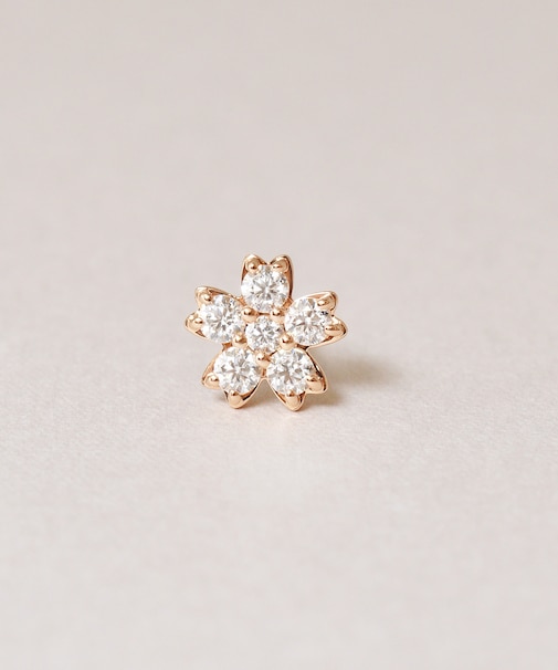 【 Solo Pierce】K18・K10  モアサナイト 桜 ハーフピアス  ( PG)