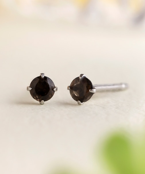 [ セカンドピアス] Pt スモーキークォーツピアス