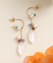 【WEB限定商品】【 Palette】K18・K10ムーンストーン  チャームセットピアス