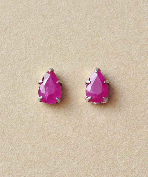 [ セカンドピアス]Ptルビー ドロップピアス