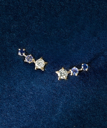 K10・K18 サファイヤ・モアサナイト ピアス ミルキーウェイ