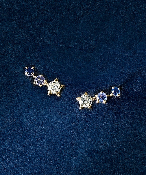 K10・K18 サファイヤ・モアサナイト ピアス ミルキーウェイ