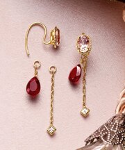 【 Palette】K18・K10　ルビー チャームセット　ピアス［ Twilight］( YG)