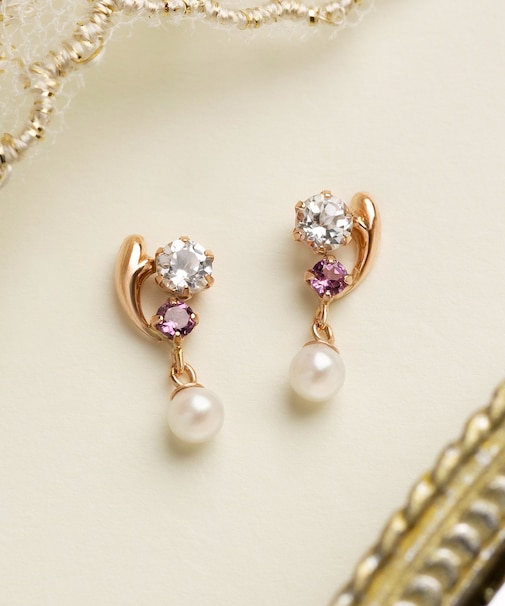 K18・K10 ガーネット アカンサスピアス