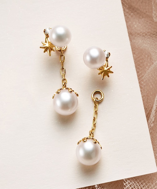 K18・K10 タンスイパール ルミナス 2WAYピアス